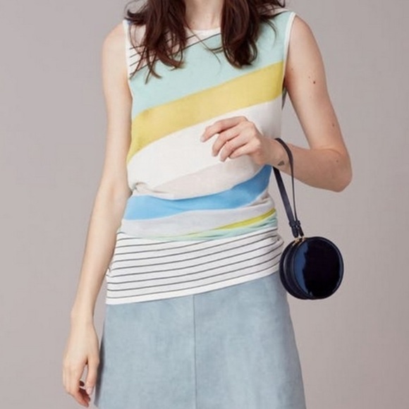 Diane Von Furstenburg Stripe Asymmetrical Top - Picture 2 of 15